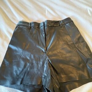 Express Black Editor High-Rise Faux Leather Shorts